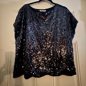 Jennifer Lopez Sparkling dark navy Sequin Blouse